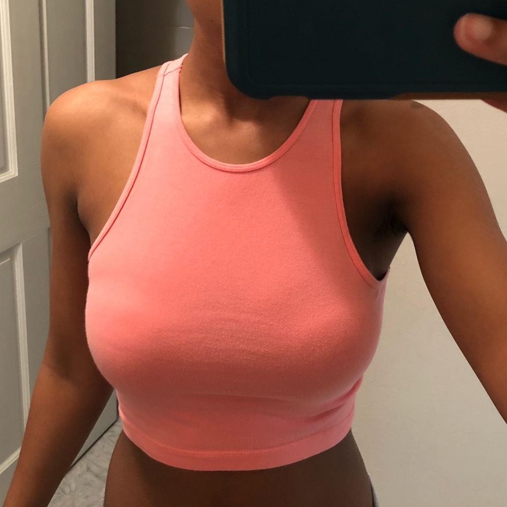 Pink racer back crop tank